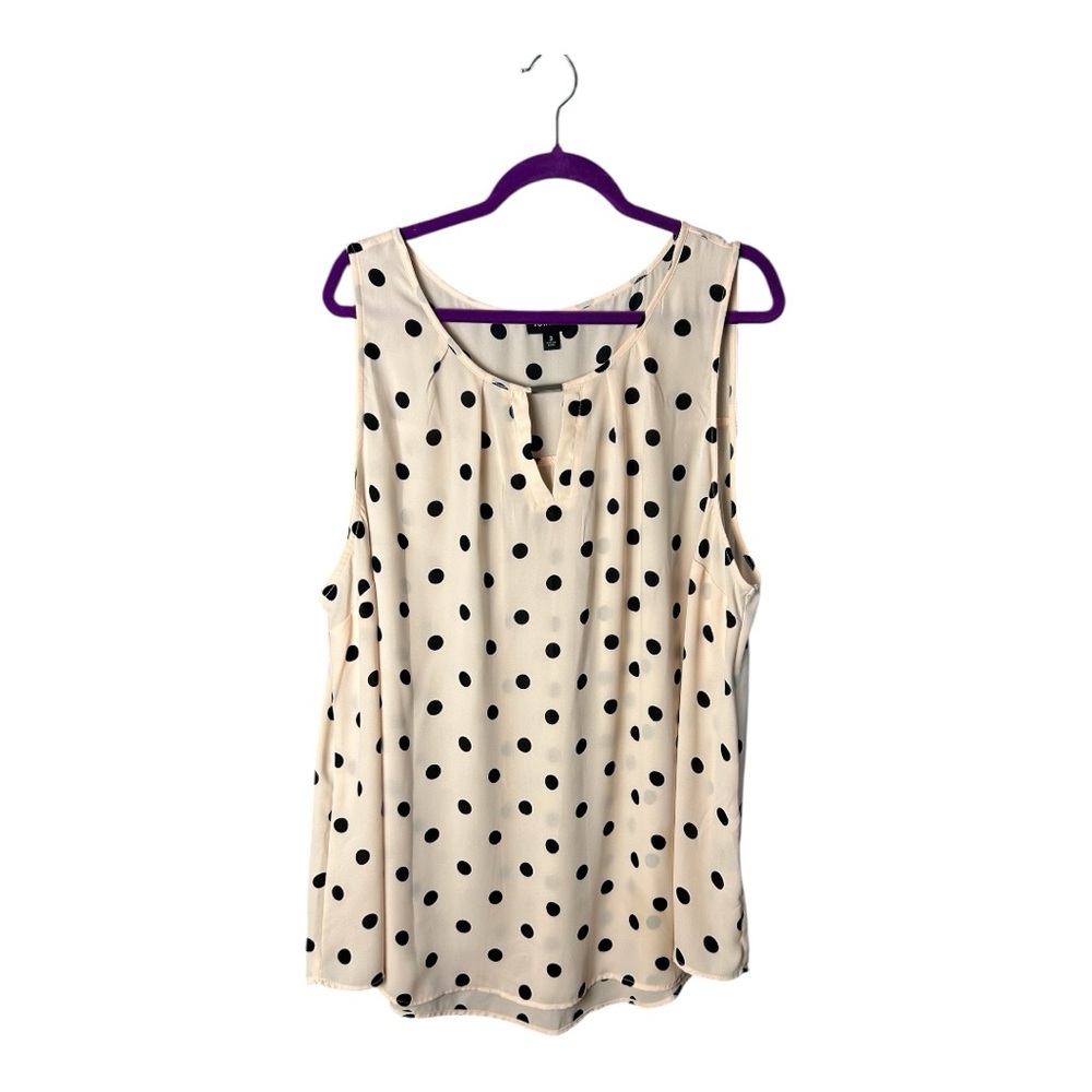 Torrid Women's Pink Black Polka Dot Georgette Keyhole Tank Top Size 3X - Picture 5 of 9